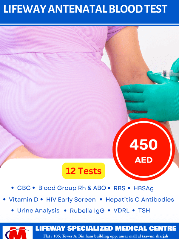 Antenatal Blood Test information for 12 tests during pregnancy at lifeway specialized medical centre